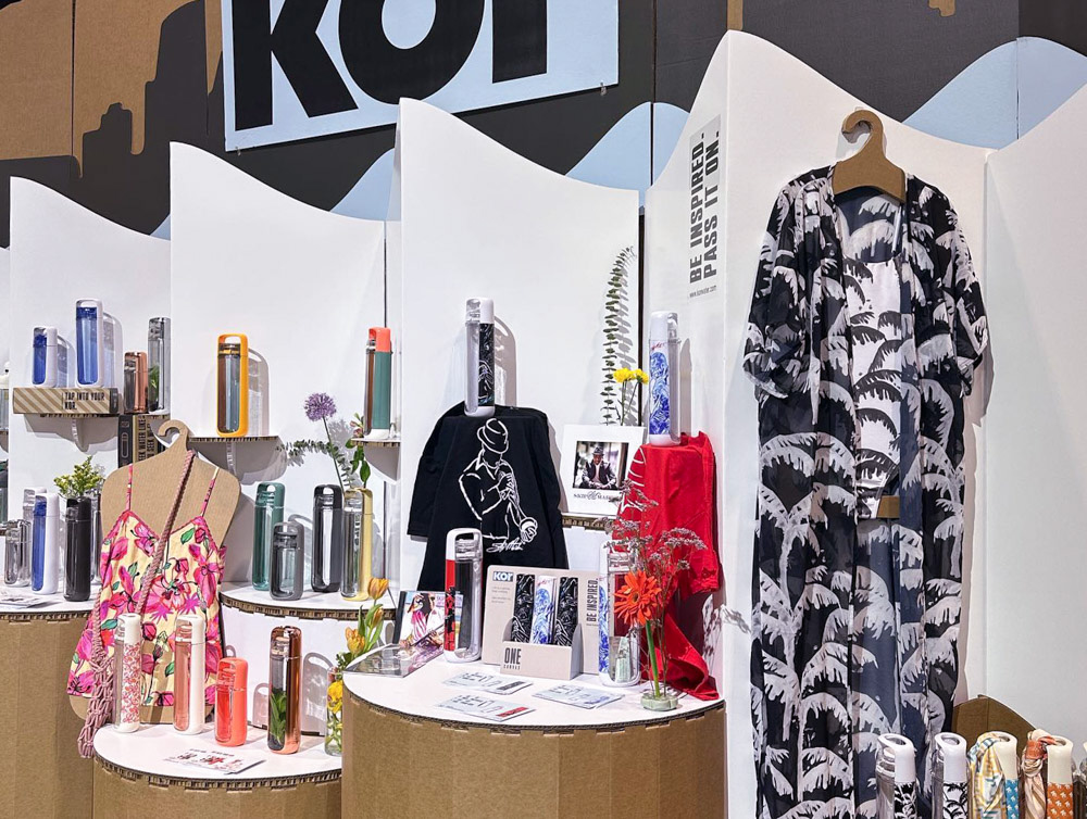 Kor Water products displayed at their booth. 