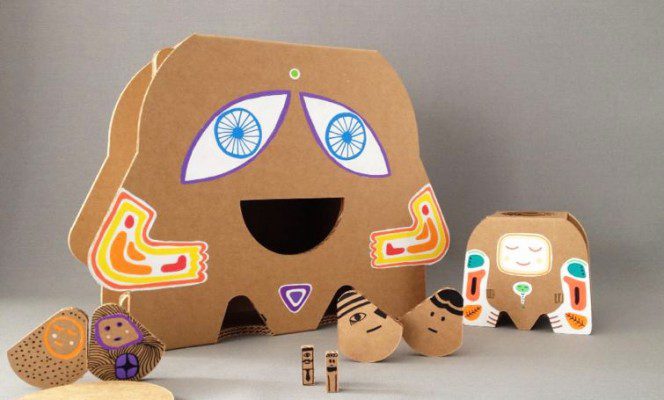 Taburete cartón ilustrado en la II Muestra de Ilustradores