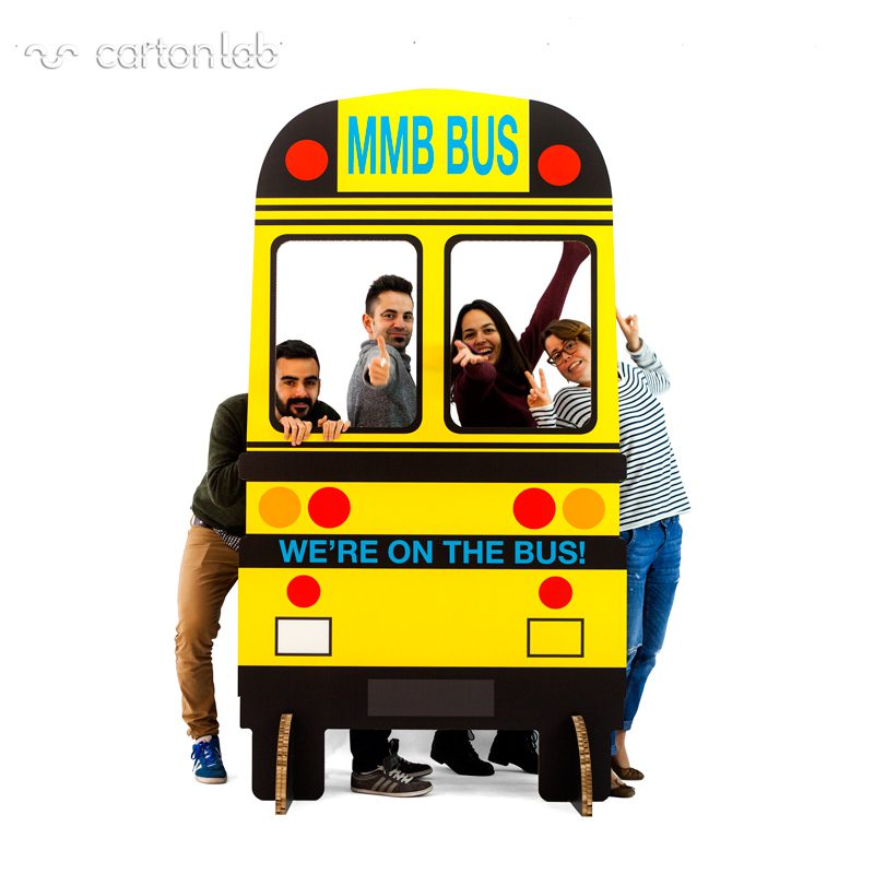 organizacion de eventos sostenibles photocall bus carton cartonlab