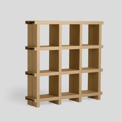 Estantería OHM 3x3 - Acabado kraft - Vista 45º