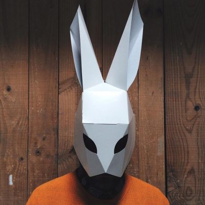 mascara conejo papel origami cartonlab