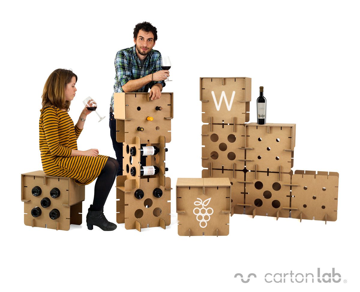 botellero-original-creativo-cartón-ecológico-Cartonlab-ecodiseño