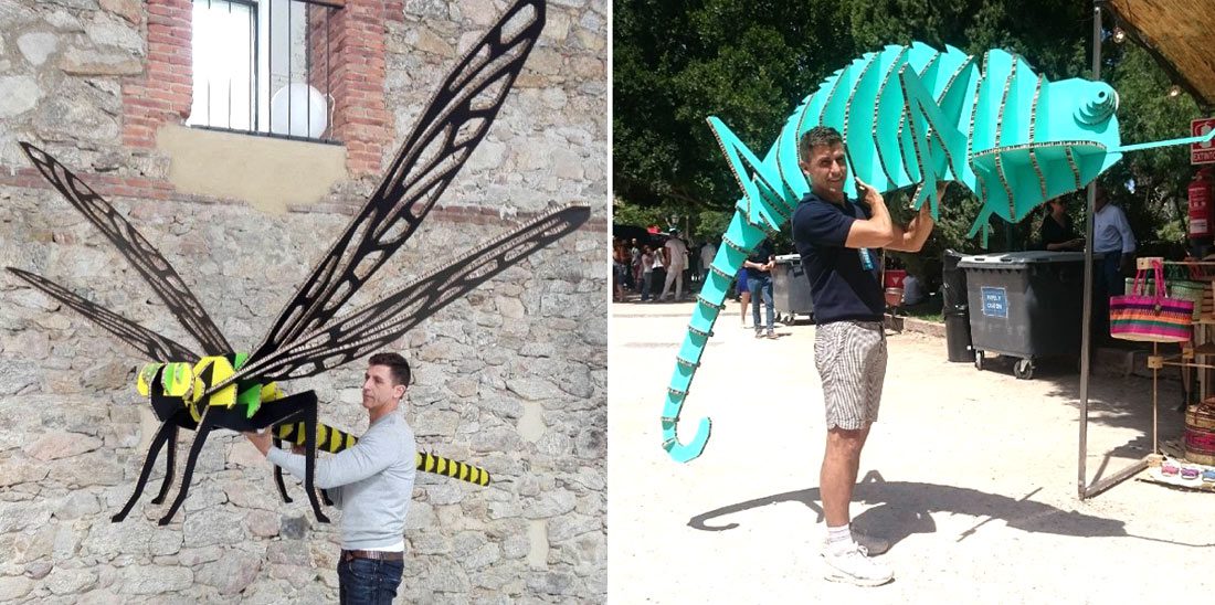 faunaurbana-carton-isidro-perea-animales-libelula-camaleon