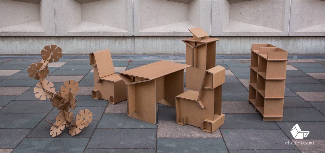 diseño con cartón en usa chairigami cardboard design made in usa