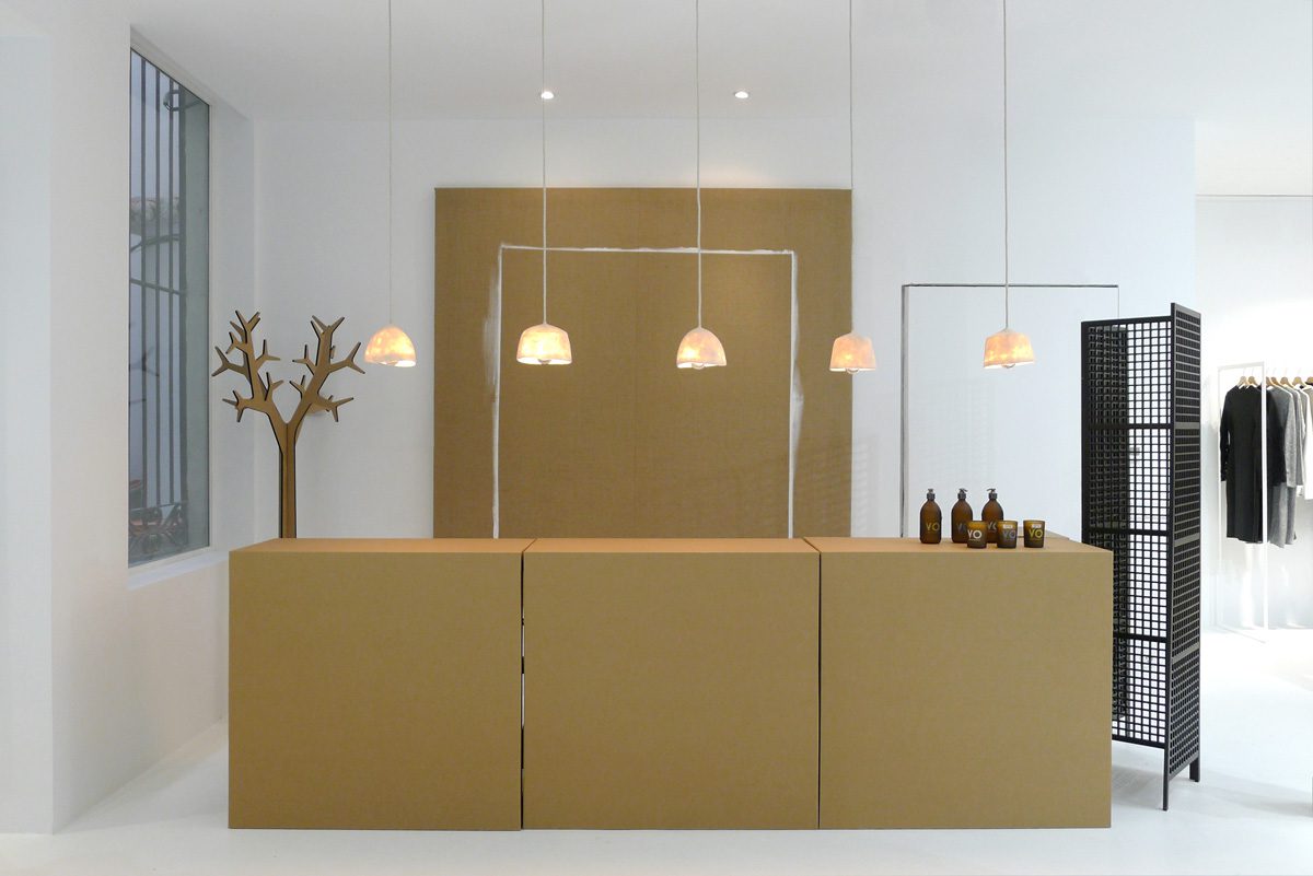 concept-store-madrid-muebles-carton-ecologico-cartonlab-dada muebles ecologicos carton Concept Store en Madrid dada concept cartonlab mobiliario interior design retail