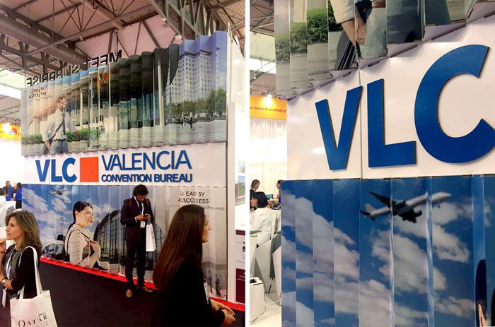 Traseras plisadas de stand de Valencia para IBTM
