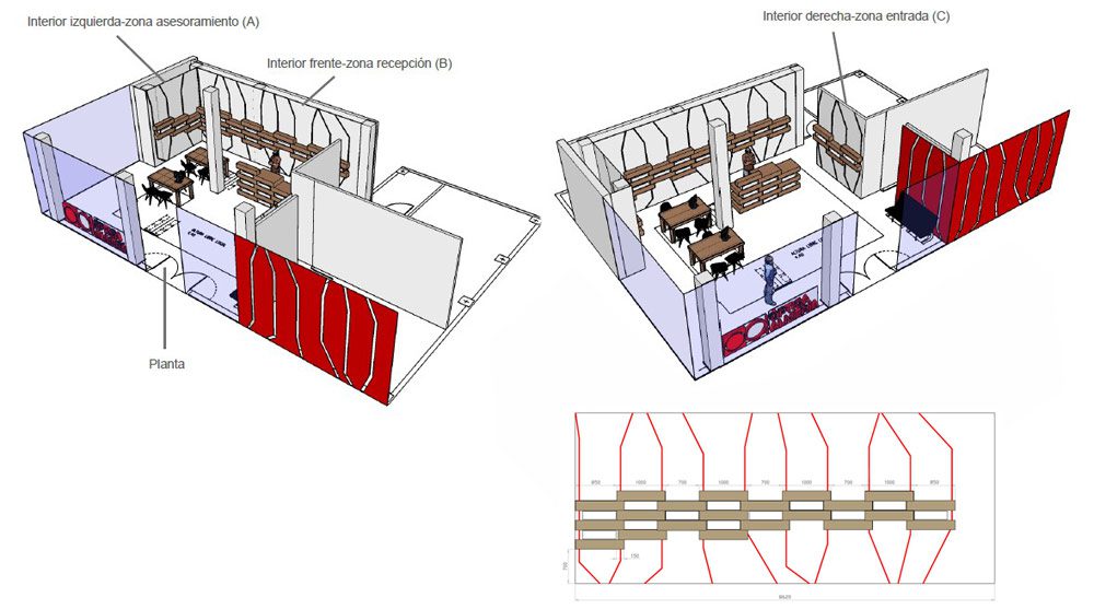 expositores para gafas carton plano proyecto cartonlab optica almeria el ejido diseno interior optica interiorismo 