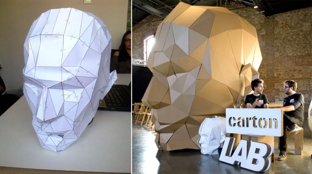 Cabezas gigantes  poligonales de cartón