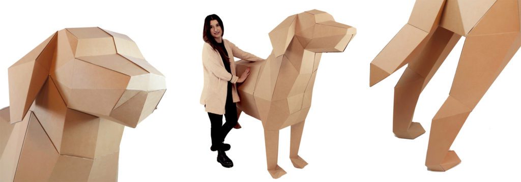 Perro gigante con un tipo de cartón microcanal