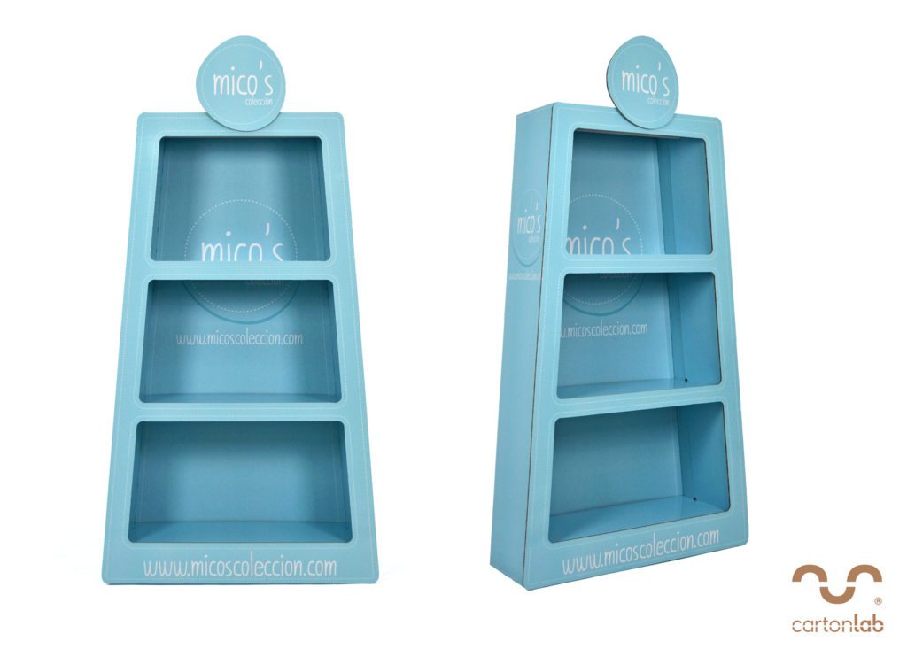 Expositor productos niños bebes micos cartonlab