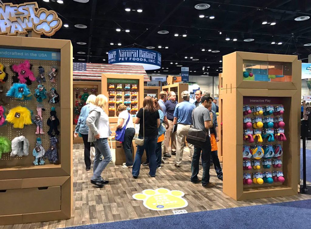 West paw global pet expo cardboard exhibitor display dog cat animals product cartonlab
