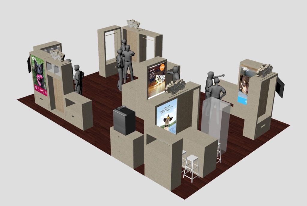 Expositores personalizados sostenibles para West Paw USA