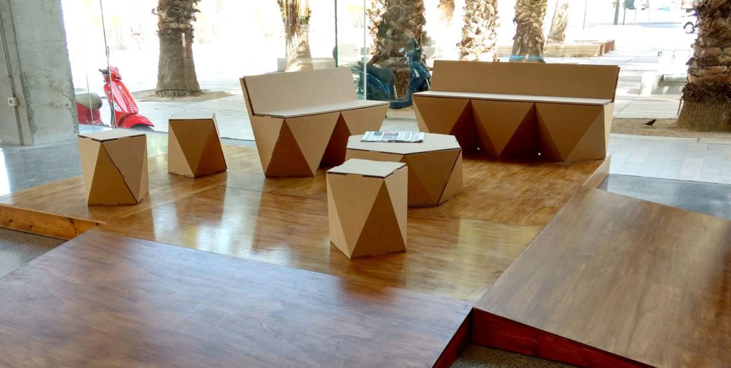 muebles carton zona descanso pop up store shop upct