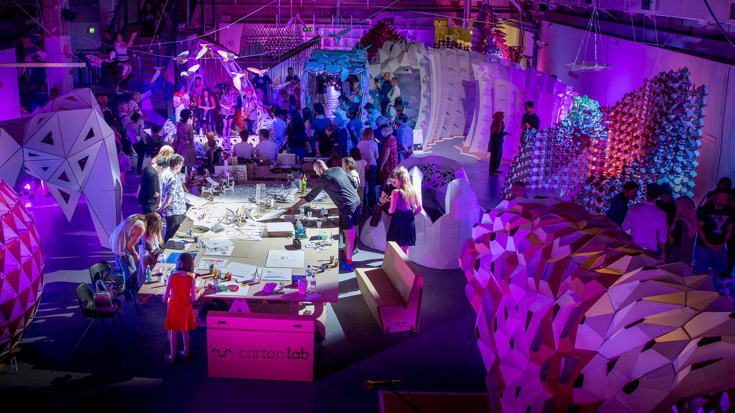 pabellones de carton fabfest festival fabricacion digital