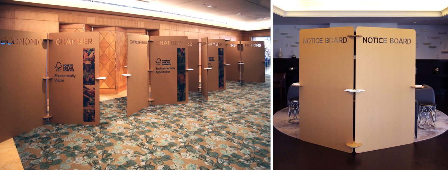 Paneles exposicion carton evento fsc modular