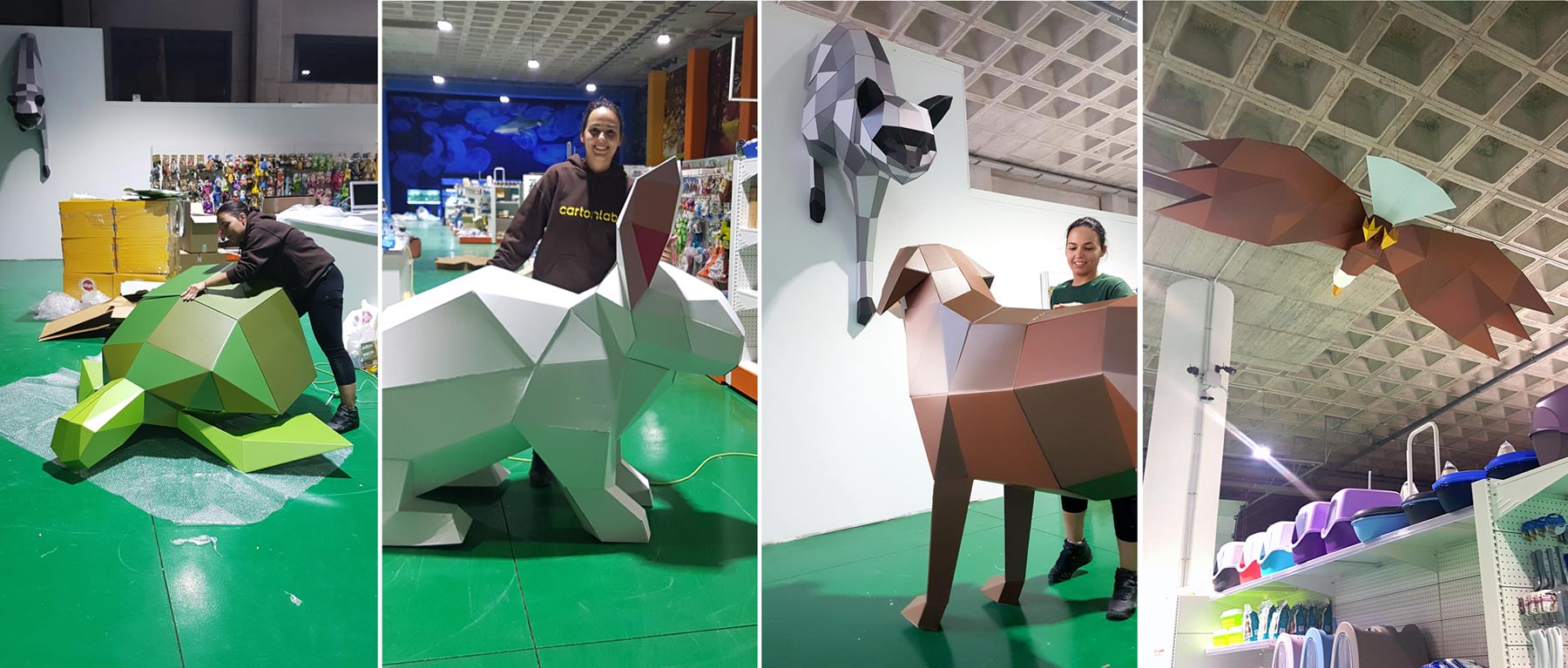 animales de carton lowpoly tienda mascotas
