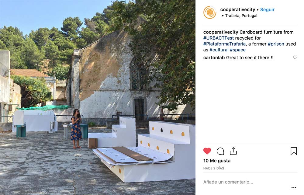 URBACT instagram cardboard recycling furniture