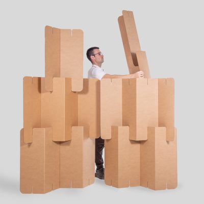 Biombo zigzag - Acabado kraft - Vista montaje