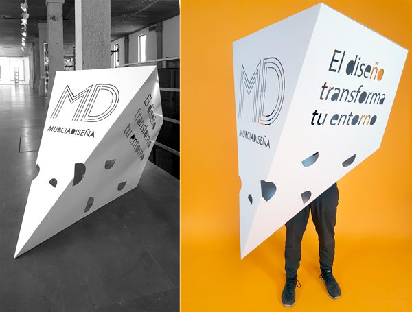 Montaje de corpóreo Murcia Diseña en dos espacios diferentes