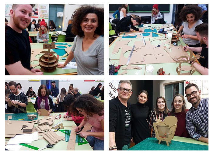 Alumnos durante el proceso y con el modelo acabado
