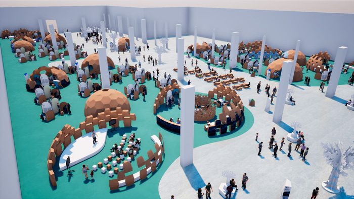 Vista general del diseño para eventos y congresos en 3D