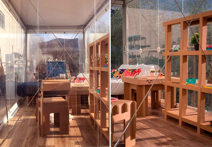 Dos vistas de habitación completa con distintas luces