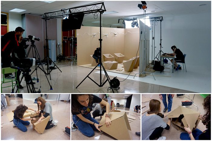 Composición mostrando decoración spot para televisión