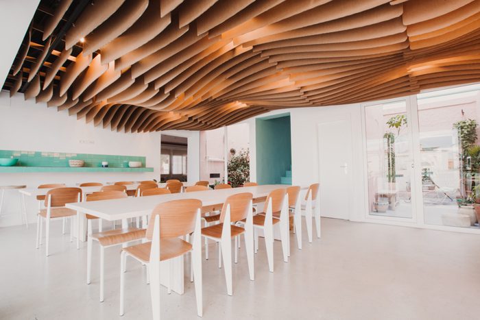 Interior design hotel lounge in cardboard