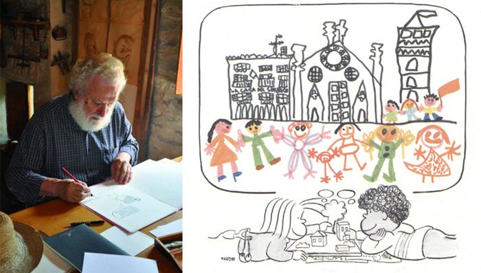 Francesco Tonucci y uno de sus dibujos