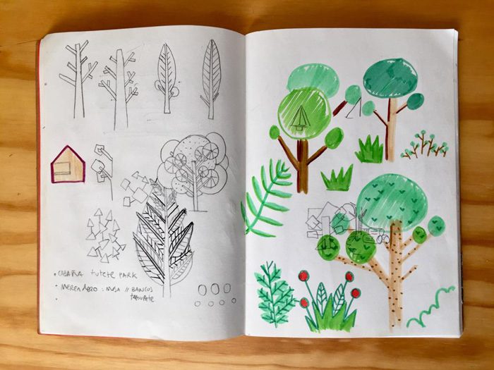 Boceto de Número 26 previo al stand para feria infantil.