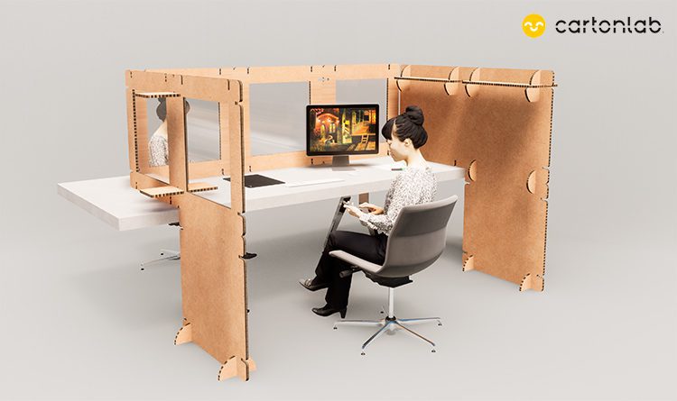 mampara protectora oficina modular