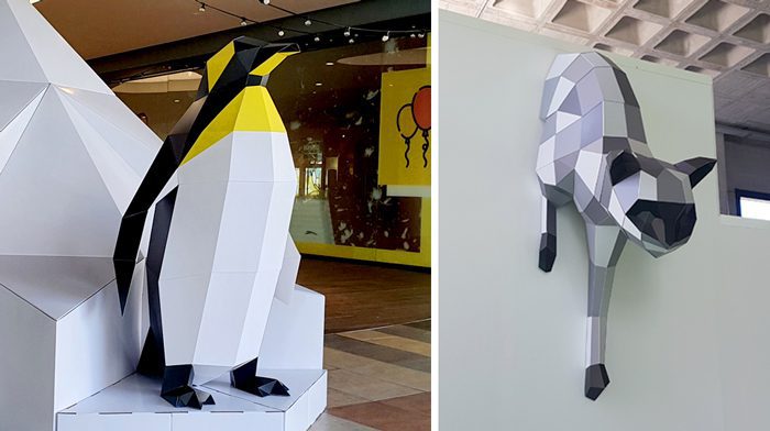 Cat and penguin lowpoly design