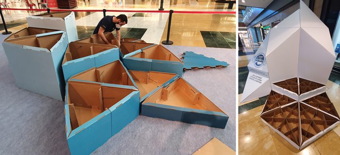 cardboard playground installation