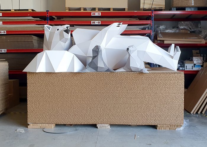 cardboard Polar bear dismantled before installation