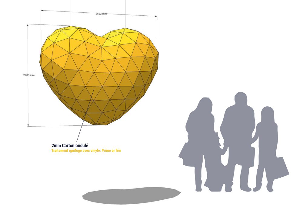 Corazón para decoración navideña en centros comerciales