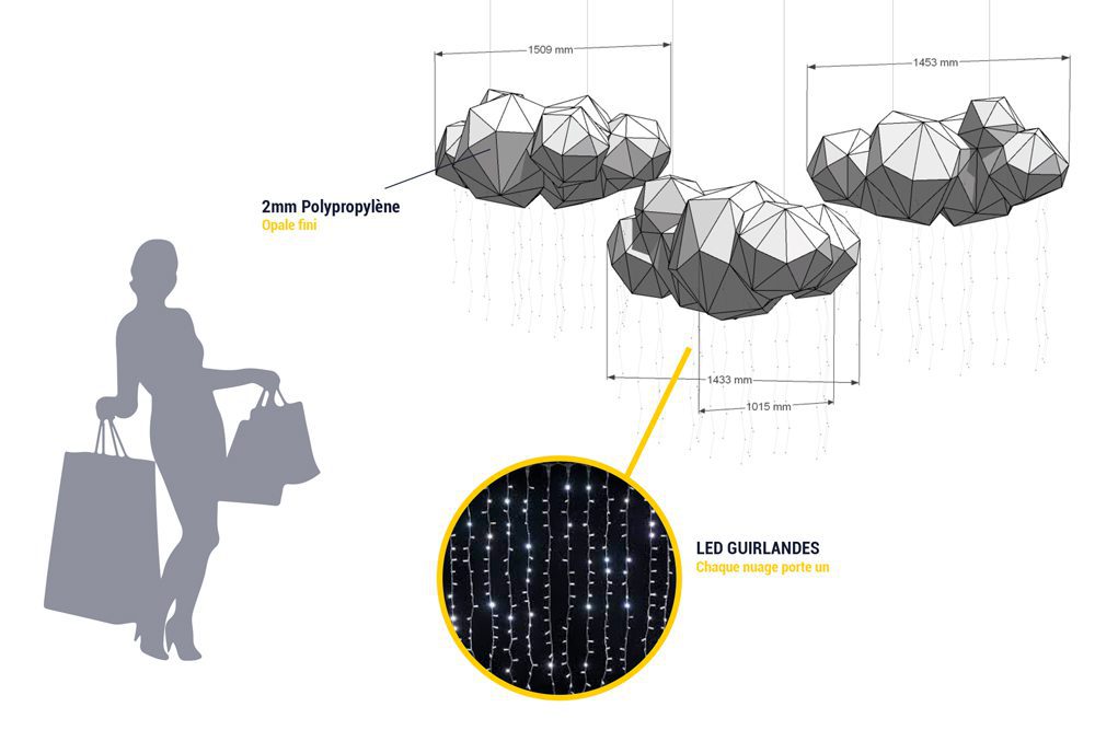 Nubes decorativas navideñas para centros comerciales