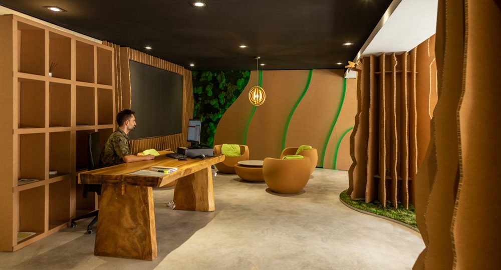 diseño interior de oficina de tienda ecológica