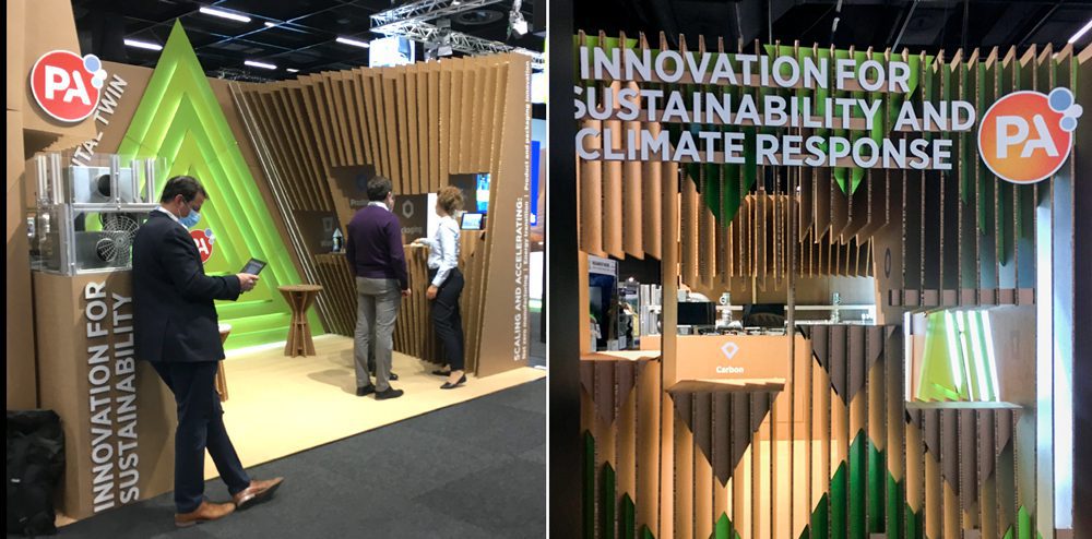 Rótulos de stand para feria de fabricación sostenible