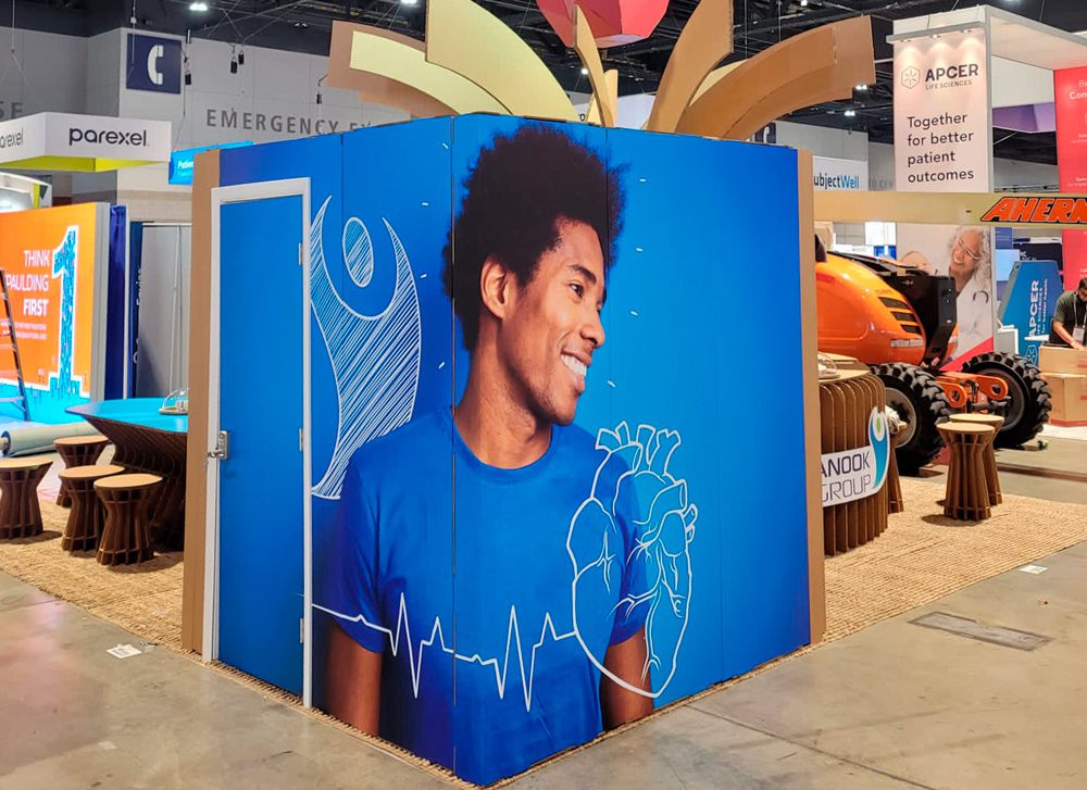 Stands para ferias de salud. Almacenaje impreso. 