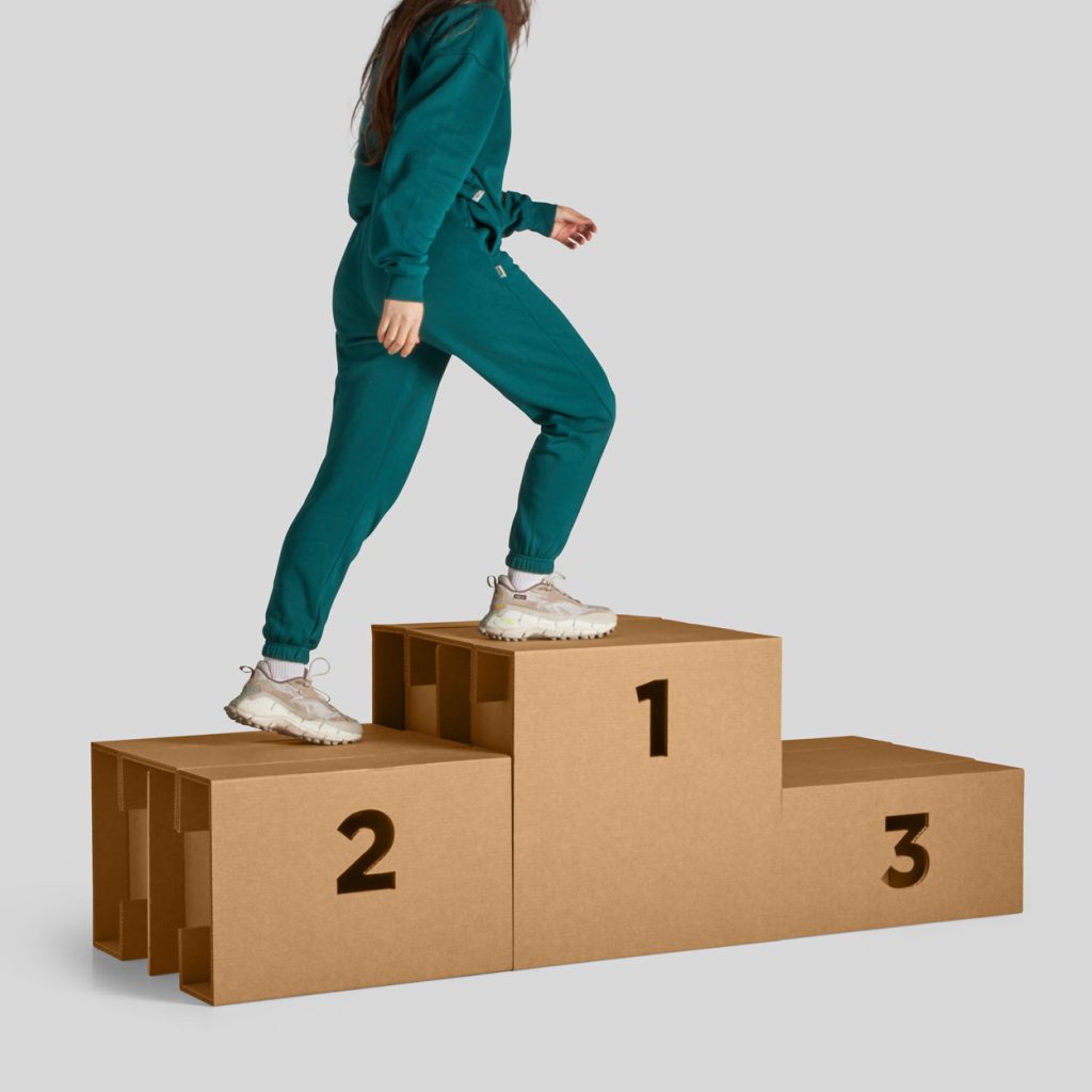 Podium Laurea. Acabado kraft. Vista en uso