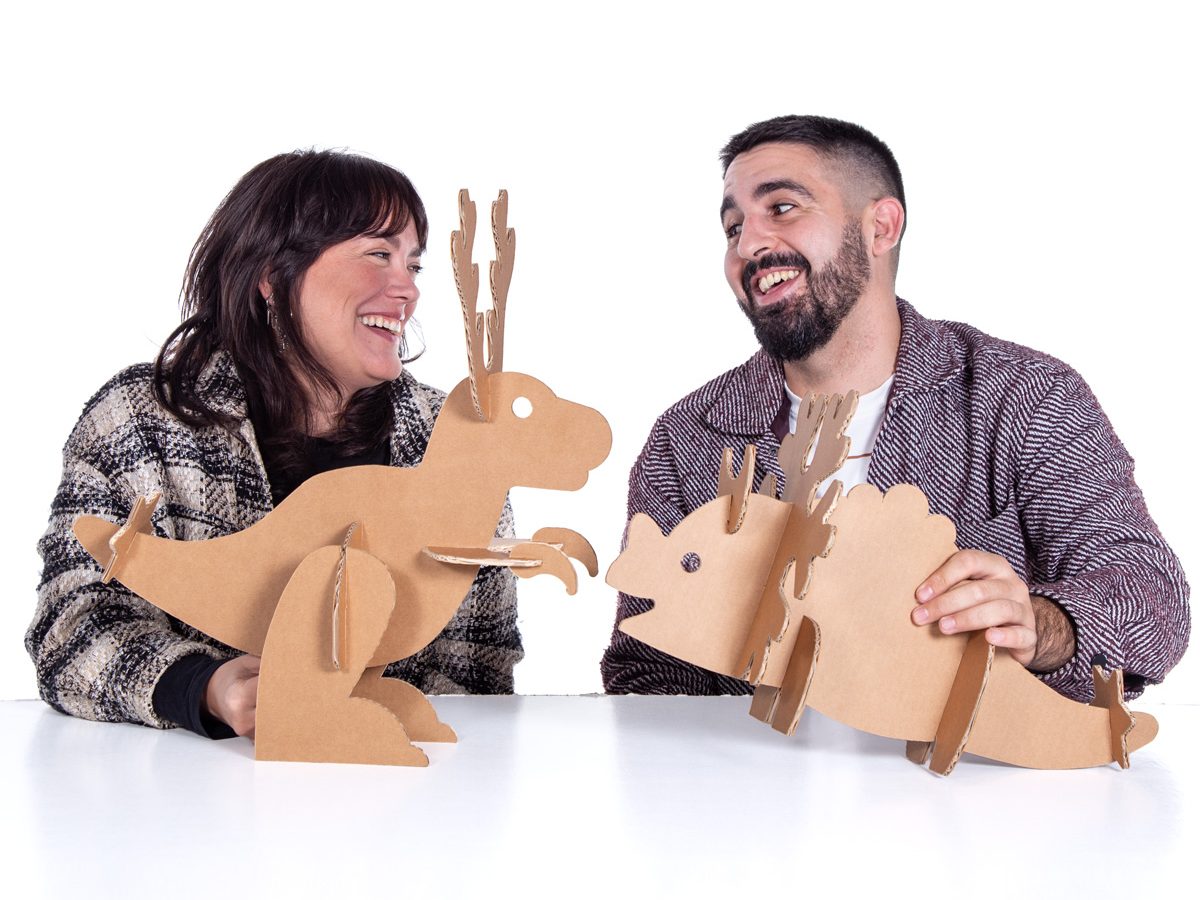 Dinosaurios de Navidad en acción