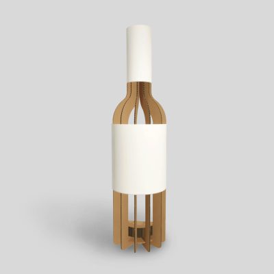 Botella de vino -Acabado kraft y blanco -Vista principal