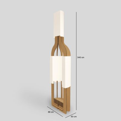 Botella de vino -Acabado kraft y blanco -Vista principal acotada